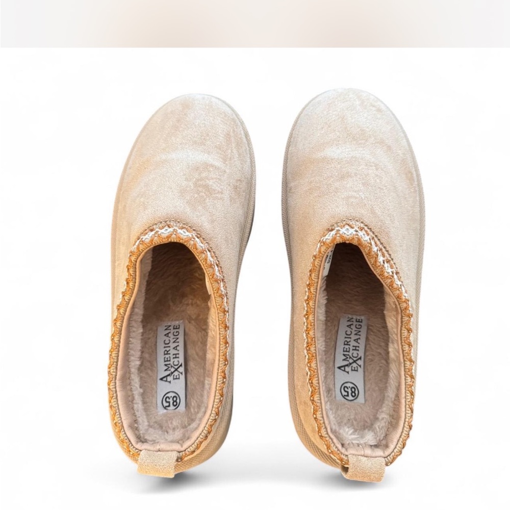American Exchange Tan Slippers Cozy Suede Comfort